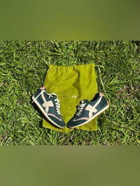 Tory Burch Hank shoes green and pink moon colorway.